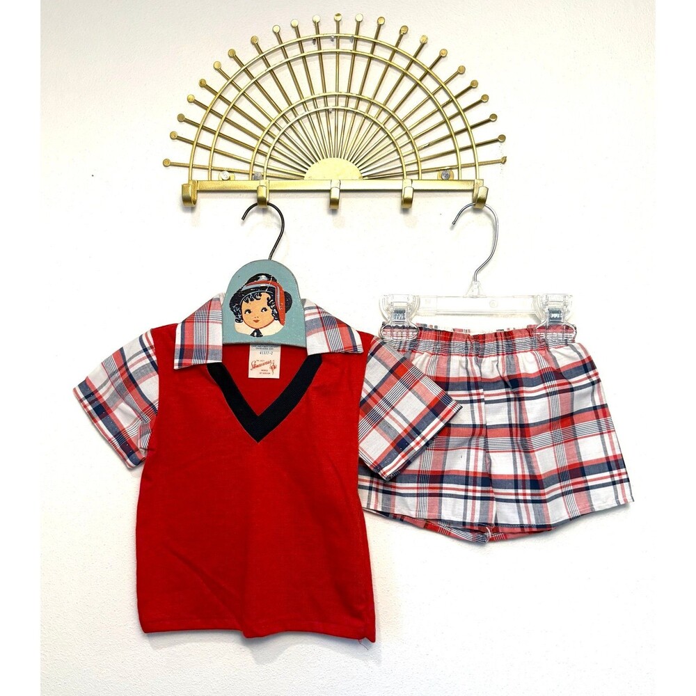 Plaid vintage little boy set